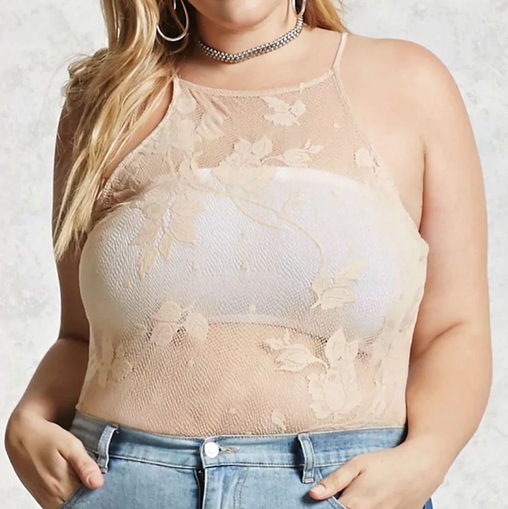 SOLD Forever 21 plus size lace cami bodysuit - Picture 2 of 6